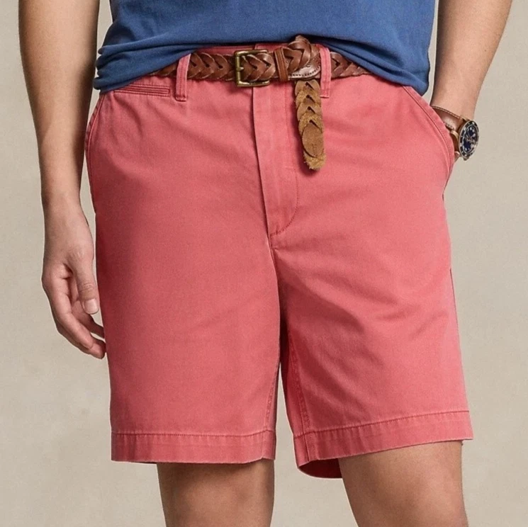 Polo Ralph Lauren Mens 33 Relaxed Fit 8" Chino Shorts Nantucket Red w/ Pony NWT
