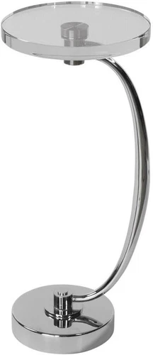 Waveney 12" Polished Nickel Round Drink Table - Elegant Accent Piece - Picture 1 of 4