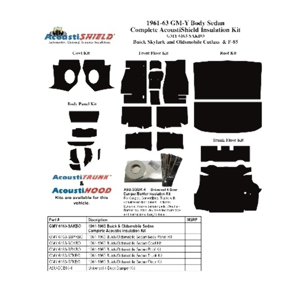 Complete Interior Insulation Kit for 1961-1963 Buick