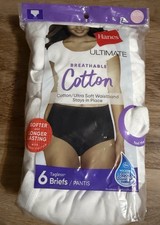 HANES Tagless Briefs 6-pack Size 10 3XL Cotton Breathe White Color Women Briefs