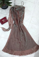 Women's Evening Gown Metallic Bronze Floor-Length with Rose size S/M