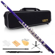 YANASON Purple C Flute Closed Hole 16 Keys Flute Nickel-Plated for Beginner, ...