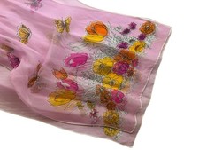 Vintage Sheer Pink Butterfly Scarf Yellow 1960  s Long Sash Cottagecore Angelic