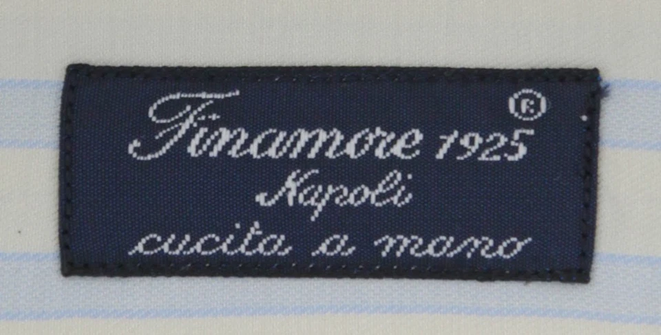 Camisa de algodón a rayas gris claro Finamore Napoli - delgada - (738) Foto 4 de 4