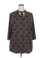 Cj Banks Women Brown 3/4 Sleeve Blouse 2X Plus