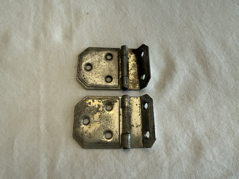 Vintage Art Deco 1930-40's Nickel Plated Offset Hoosier Type Cabinet Hinges