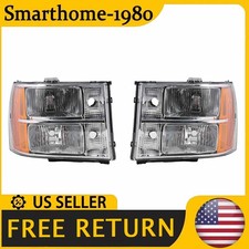 Chrome Headlights Leftright For 2007-2012 2013 Gmc Sierra 1500 2500hd 3500hd