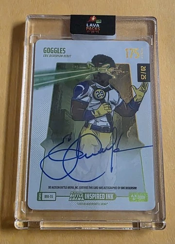 GOGGLES (Eric Dickerson) OnCard Autograph Bo Jackson Battle Arena (GLOW) #20/25