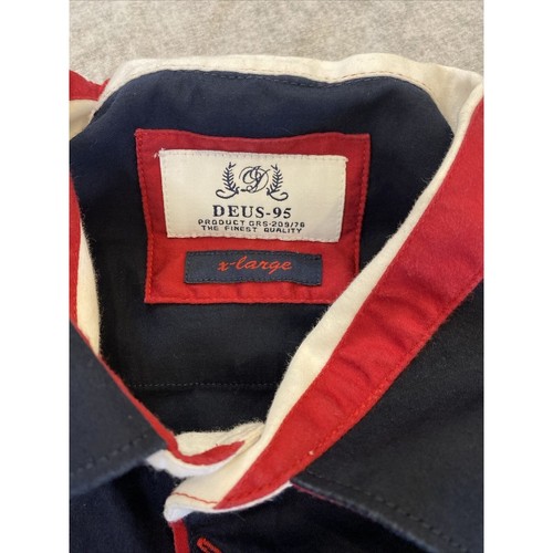 Deus Denim 95 Shirt Mens Extra Large Blue Embroidered Button Down Long Sleeve - Picture 4 of 11