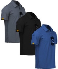 3 Pack Shirts for Men Polo Short Sleeve Golf Tennis Work Summer Moisture Wick...