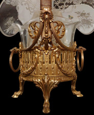 ANTIQUE FINEST BACCARAT CRYSTAL & GILT BRONZE BASKET CENTERPIECE US DUTY FREE