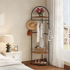 Corner Hall Tree w/Shoe Storage Freestanding Hallway Coat Rack Corner Coat Rack