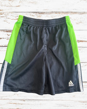 Adidas Athletic Shorts With Electric Green Stripe On The Side, Boys Size 4T