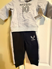 Messi Collection 2-Piece Fleece Hoodie  Pants Set 9-12M Gray/Black