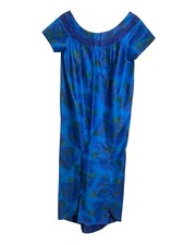 Liberty House by Kiyomi Vintage Maxi Dress Size XS Blue Green Front Slits