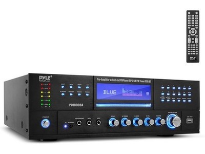 Pyle 1000W 4-Channel Wireless Bluetooth Power Amplifier Stereo Speaker Home