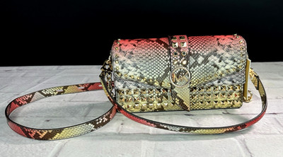 NEW Michael Kors Greenwich Dahlia Studded Snakeskin Purse 30T2GGRL2Y