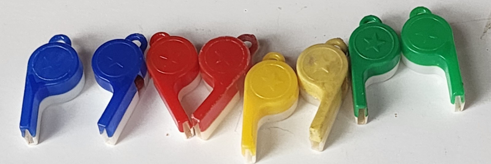 1955 Vintage Premium Cracker Jack Prize Toy Set of 8 Star Whistle Charms