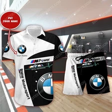 Custom Name Bmw Motorsport Summer Vacation Hawaiian Shirt Aloha Casual Beachwear