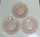 Vtg Cherry Blossom Pink 6 in Salad Plate Jeanette Depression Glass Set Of 3