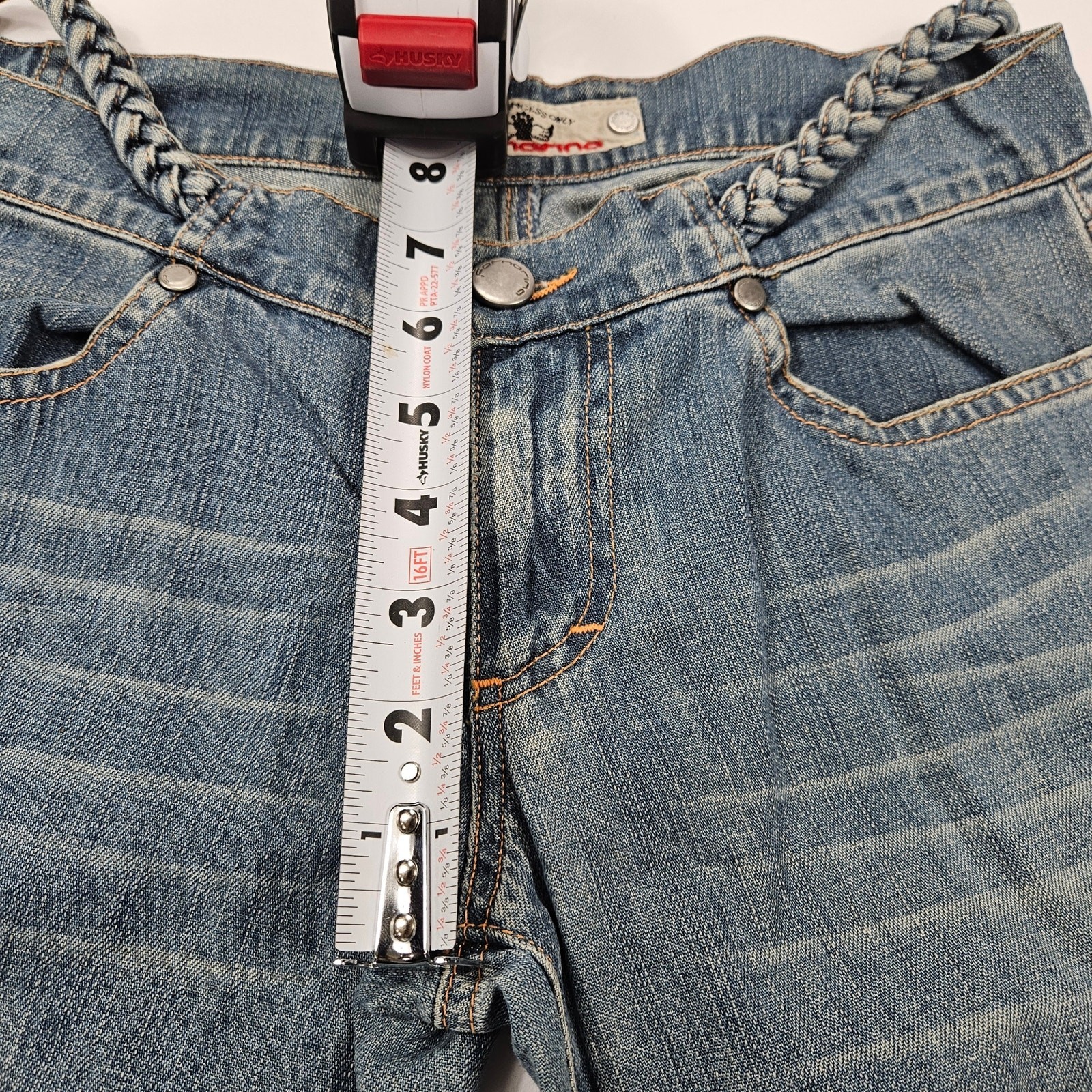 Y2k Fornarina Low-Rise Flared Jeans Braided Detail - Size 26 image 7