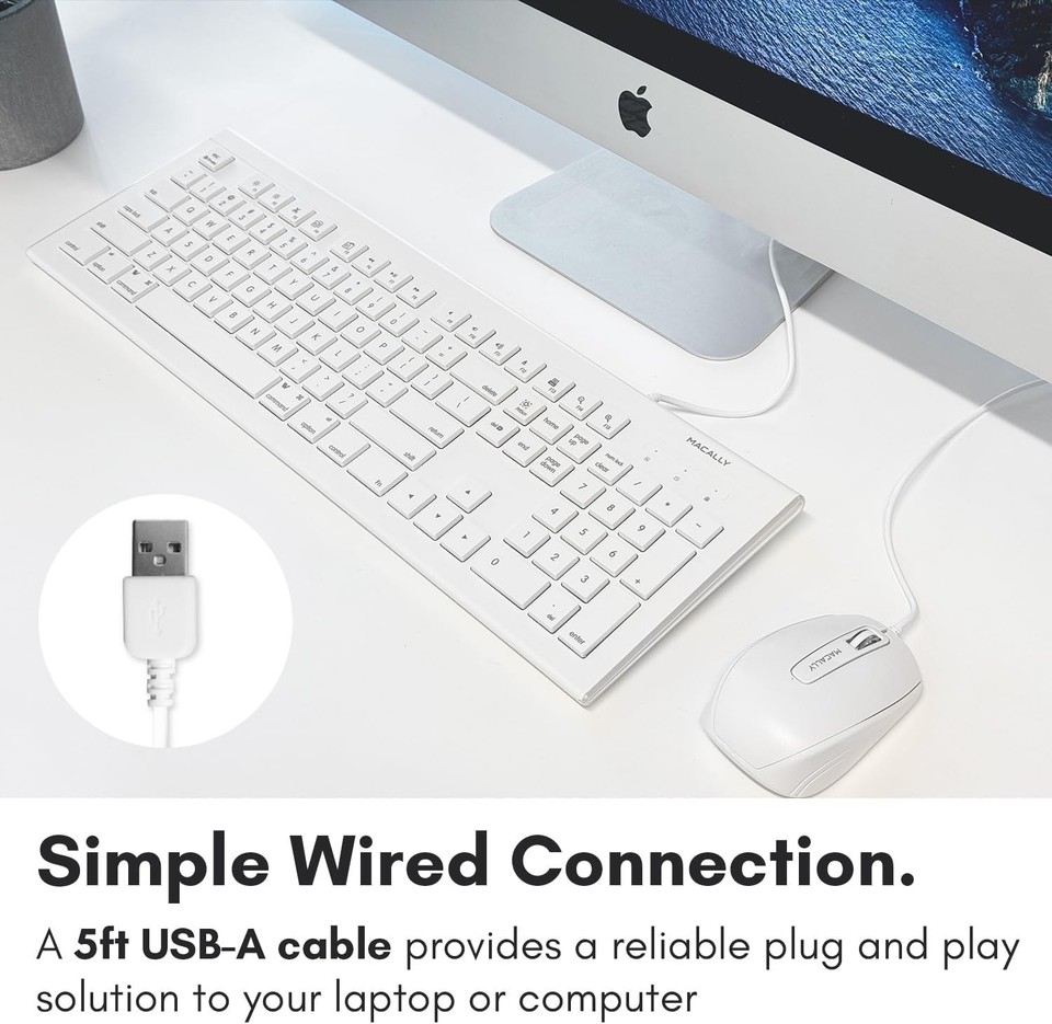 Macally 104 Key full-size USBlug & Play Wired Computer keyboard For Mac ...