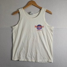 Vintage Hard Rock Cafe Hollywood Tank Top White Sunburst Graphic Small USA Made