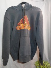 Adidas Hoodie Mens Large Black Fleece Lined Pullover Logo Sweatshirt