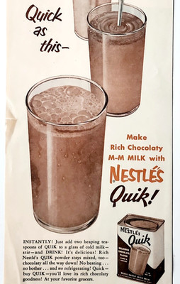1954 Nestle's Quik Chocolate Milk Advertisement Vintage Dairy Drink Mix