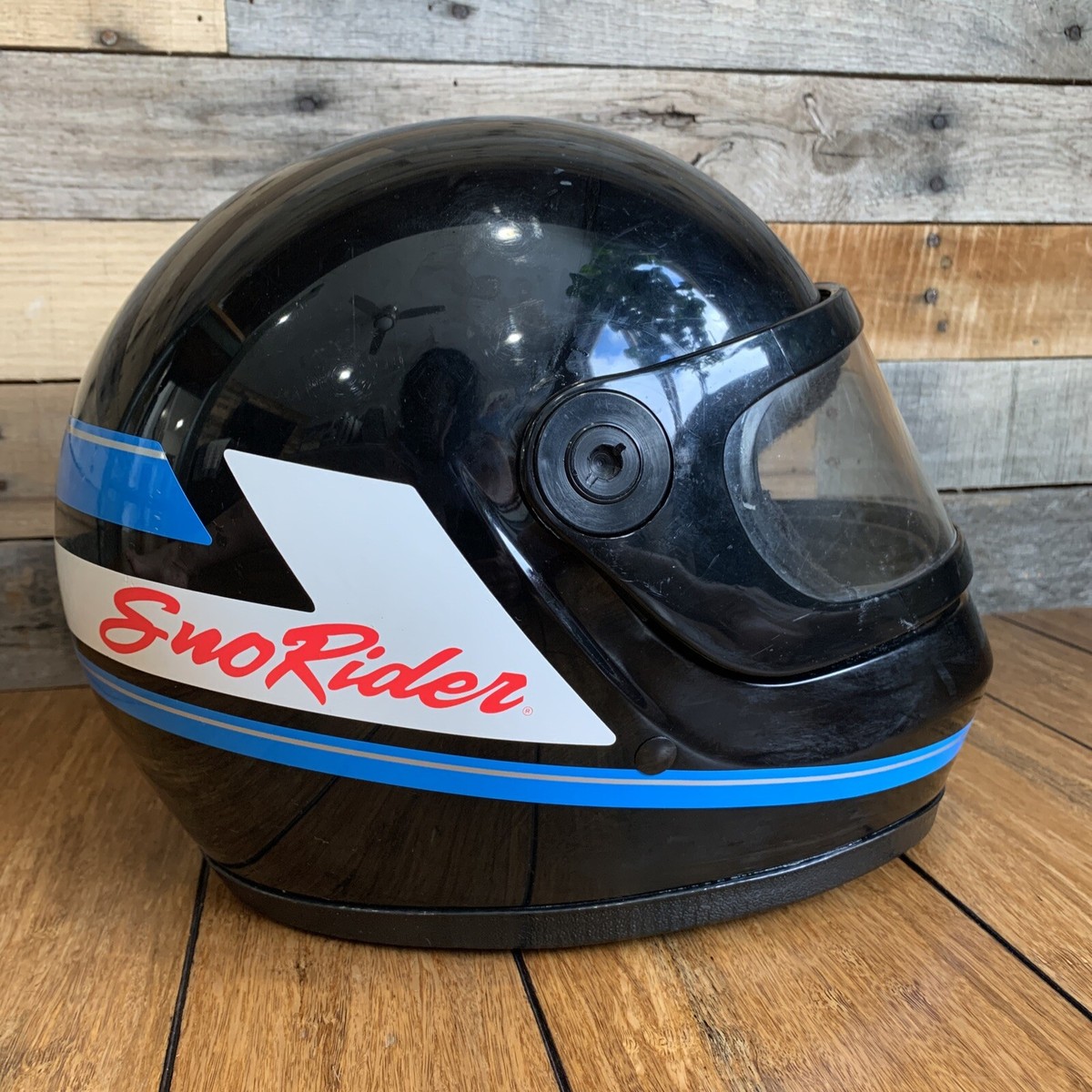 Vintage Snowmobile Helmet Bell Sno Rider Size Large Black Vented with Visor