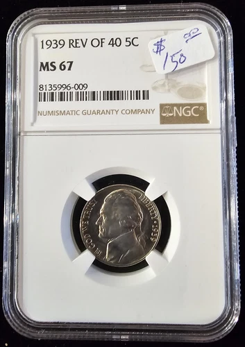 1939 REV OF 40 Jefferson 5c Nickel NGC MS67