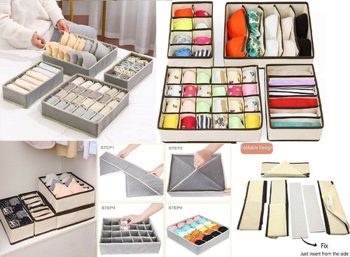 Faltbare Unterwäsche Socken BH Schublade Organizer Aufbewahrungsbox Stoff Drawe4xFoldable - Bild 3 von 22