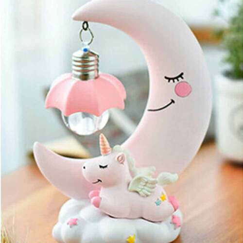 LED 3D Unicorn Bedside Desk Lamp Night Light Moon Lights Boys Girls Kids Bedroom - Picture 9 of 9