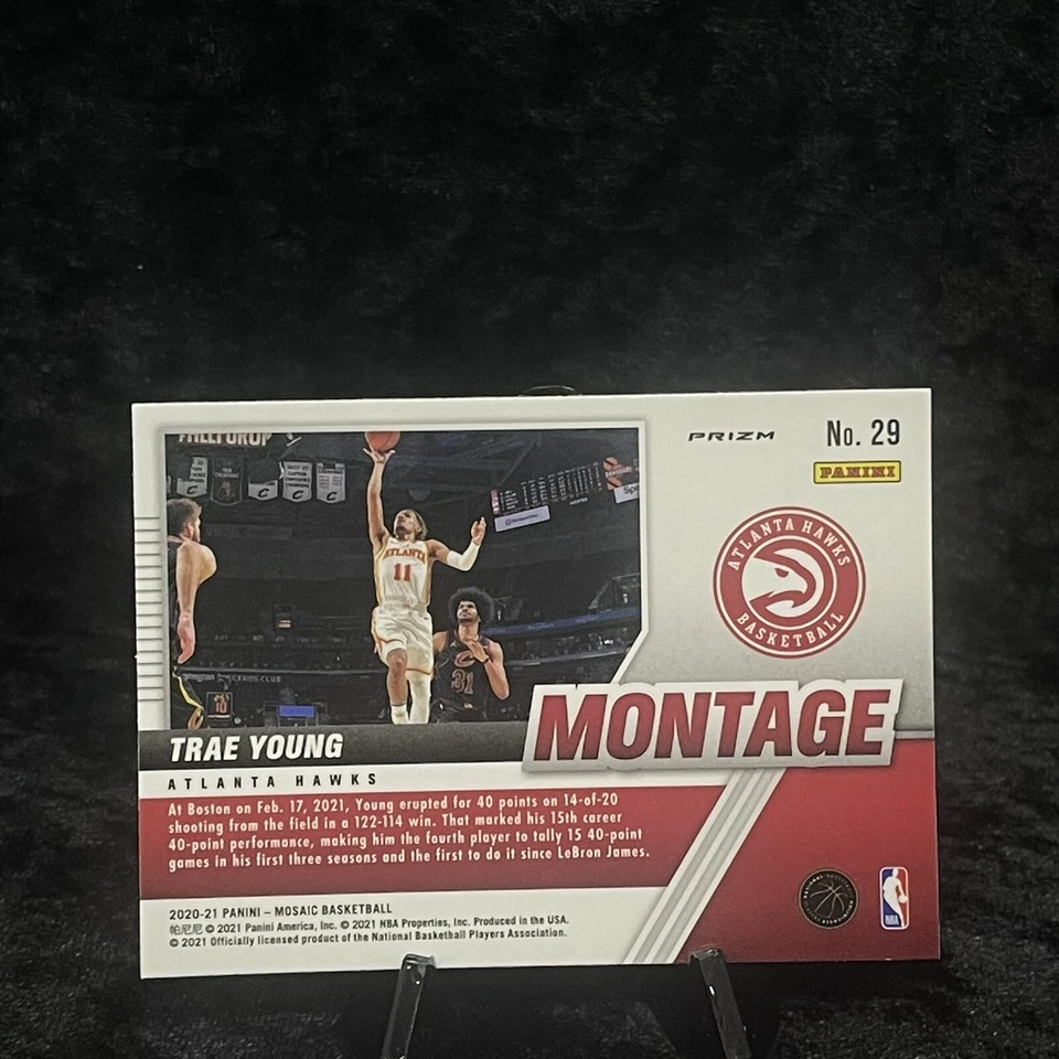 Trae Young 2020-21 Panini Mosaic #28 Silver Mosaic Prizm Montage Atlanta Hawks - Image 2 of 2
