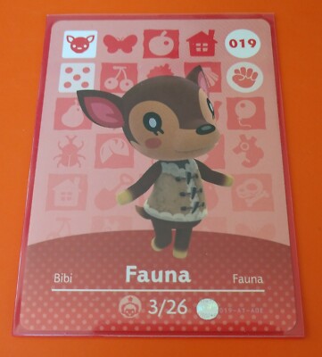 Fauna Amiibo Card #019 Animal Crossing New Horizons Never Scanned