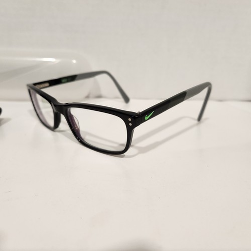 Nike Eyeglasses Frames 7237 001 140 Black Gray Green Rectangular Rim Case Cloth - Picture 20 of 21