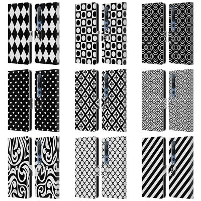 HEAD CASE DESIGNS BLACK AND WHITE PATTERNS LEATHER BOOK CASE FOR XIAOMI PHONES