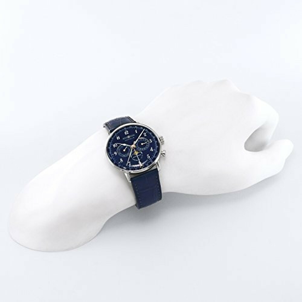 ZEPPELIN ヒンデンブルク 7036-3 ネイビー ZEPPELIN Hindenburg 7036-3 Watch Navy Dial Blue Band 100