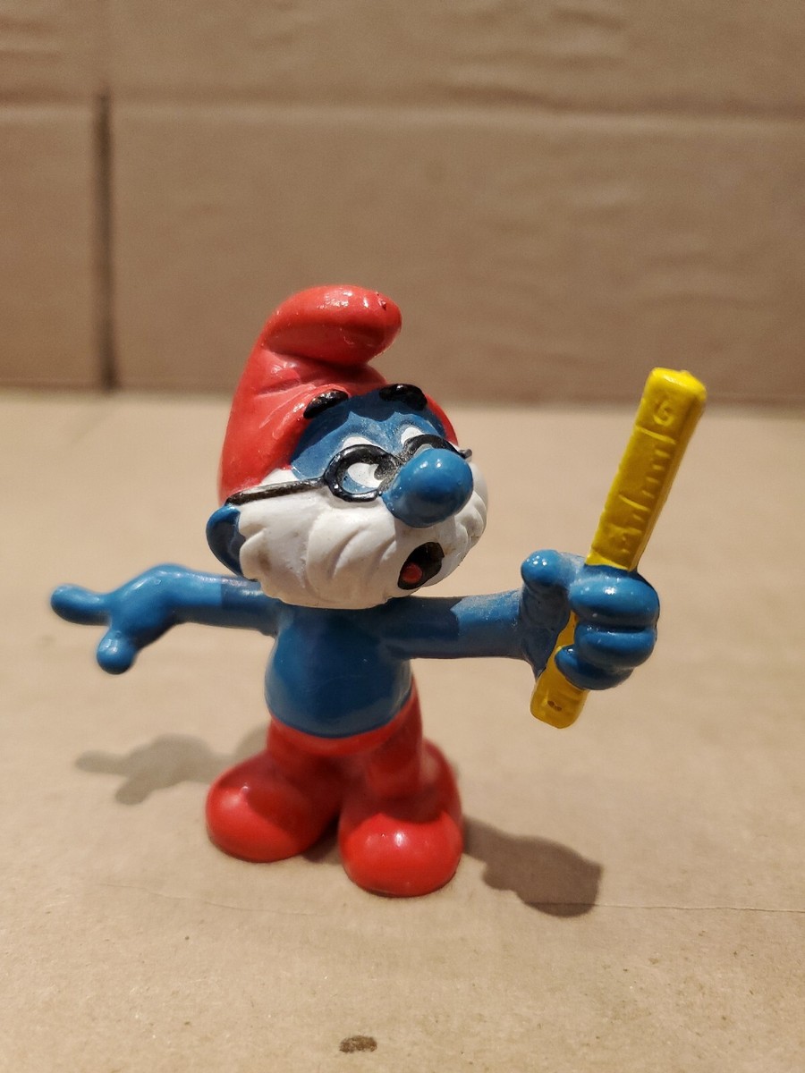 The Smurfs School Teacher Papa Smurf Professor Vintage Display Rare Toy  Figurine