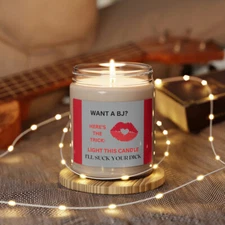 Funny Valentine's Day Gift Boyfriend Husband BJ Candle Scented Soy Candle, 9oz
