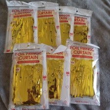 7 Pcs 3' Wide x 9' Tall Gold Foil Curtain Birthday Wedding Anniversary