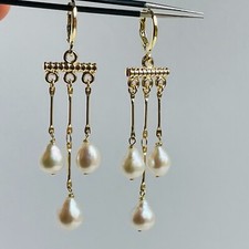 boucles d'oreilles pl or perles de culture baroques d'eau douce #1515