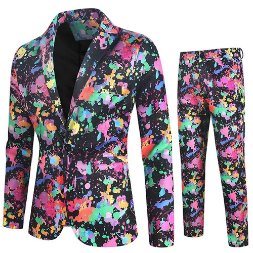 Mens Christmas Blazer Festive Coat Print Suits Jacket Xmas Party Jacket Costumes - Picture 7 of 54