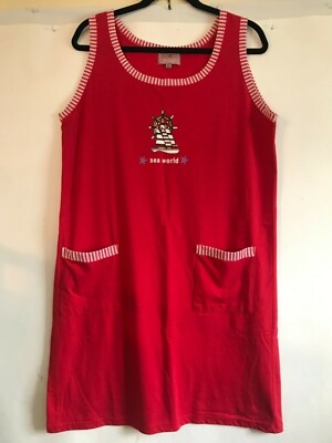 B Bonna Lo XL Boat Sea World Star Ship Wheel Pocket Contrast Graphic Trim Dress