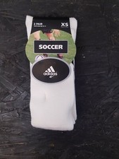 New Adidas SOCCER Socks Irregulars 2 Pairs White Shoe XS 9c-1y New 2 Pack