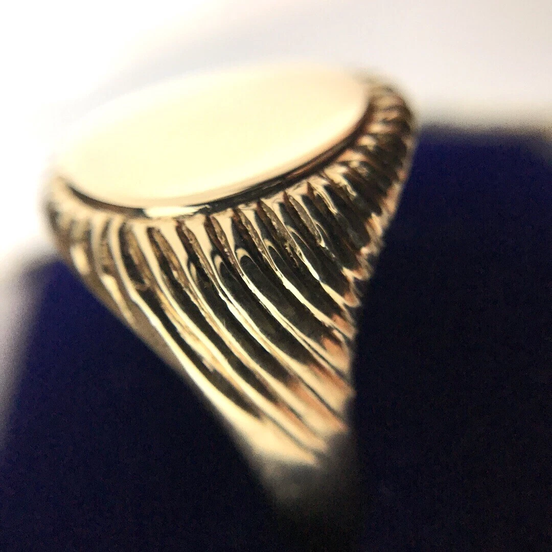 9ct yellow Solid gold ring pressed line Birmingham 375 T size