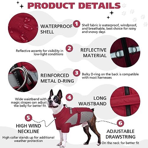 Extra Warm Dog Coat Reflective Adjustable Dog Jacket Dog XSmall Dark