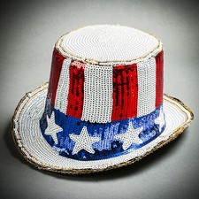 American Flag USA Party Top Hat July 4 Costume Festival Patriotic Uncle Sam Hat