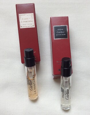 Cartier Fragrances Sample Set: LA PANTHÈRE + PASHA DE EDITION NOIRE (NEW/ 2ml)