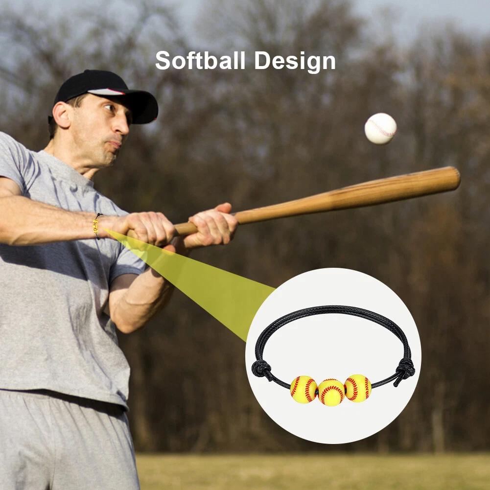 Adjustable Softball Beads Teens Charm Bracelet Sport Theme Players Inspirational